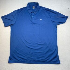 Callaway Opti-Dri Golf Polo Shirt Mens XXL Blue Checkered Short Sleeve